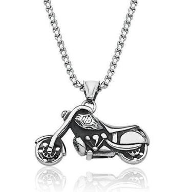Imagem de Colar Masculino Pingente Moto Em Aço Liso - Tulerry Semijoias E Acessó
