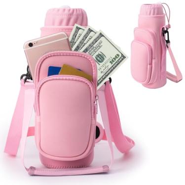 Imagem de Bolsa de transporte para garrafa de água, bolsa isolada para garrafa de água Stanley IceFlow Owala 16/24/32/1,134 g, suporte de garrafa de água com alças de mão, 2 bolsos para viagens, caminhadas