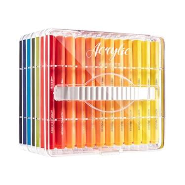 Imagem de Conjunto de marcadores de tinta acrílica, 60 peças de marcadores de acrílico para pintura rupestre - Materiais de arte de secagem rápida para adultos, estudantes, artistas, desenho de tecido, colorir