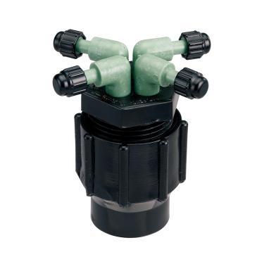 Imagem de Orbit Pacote com 6 sistemas de irrigação por gotejamento coletor de irrigação de 4 portas, tubo gotejador de 1/4 polegada, 61004D