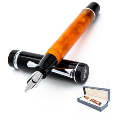Imagem de Conklin Duragraph Caneta-tinteiro Orange Nights - Ponta extrafina, instrumento de escrita de precisão com acabamento vibrante