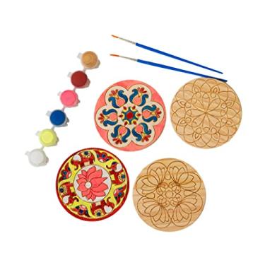 Imagem de Make Your Own Rangoli Coaster Kit - DIY 4 Wooden Coasters, Kulture Khazana, Use for Holi Activity, Party Or Decoration