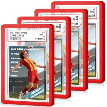 Imagem de Pacote com 4 placas de cartão classificadas com amortecedor de laje PSA, protetor de placa de TPU rígido PSA para cartas classificadas, mangas rígidas de acrílico com posição de etiqueta, proteção