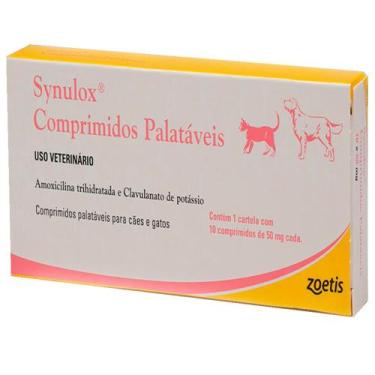 Imagem de Antibiótico Synulox para Cães e Gatos com 10 Comprimidos de 50 mg - Zo