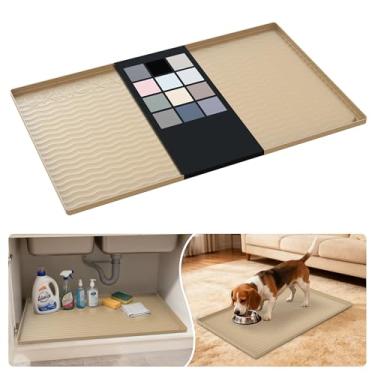 Imagem de URMONA Tapete de silicone impermeável sob a pia 79 cm x 48 cm, forro de prateleira para cozinha e banheiro, protetor de armário e balcão, armazenamento e organizadores, tapete de areia, itens
