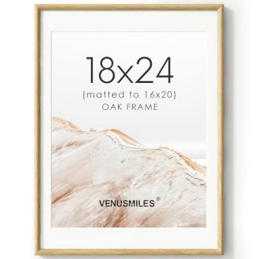 Imagem de Venusmiles Porta-retrato 45,7 x 61 cm com tapete 40,6 x 50,8 cm, moldura de madeira de carvalho natural com vidro temperado HD, encaixe duplo e tiras de espiga, exibição horizontal na vertical, 1