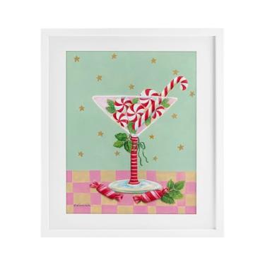 Imagem de Stupell Industries "Festive Peppermint Martini", Impressão emoldurada sob vidro, branco, 33 x 40 cm