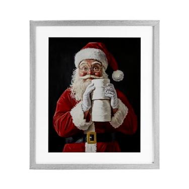Imagem de Stupell Industries "Santa Has Your TP", Impressão emoldurada sob vidro, cinza, 13 x 16
