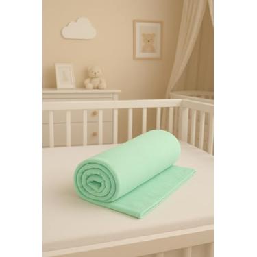 Imagem de Kit 2 Manta Cueiro Malha 100% Algodão (1 Verde e 1 Branca) 80x90cm, Hipoalergênico. Acabamento em Viés, Ideal para Bebê