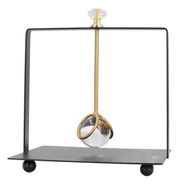 Imagem de Dispensador de guardanapo SIWOTED com bola de vidro ponderada retangular elegante porta guardanapo de ferro suporte de tecido para cozinha (Preta)