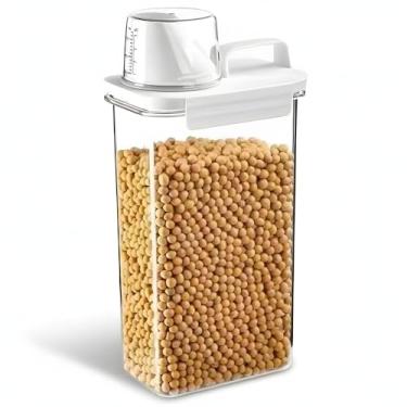 Imagem de Pote Hermético Transparente Multiuso Grãos Farinhas Sabão em Pó Tampa com Travas Medidor Bico Dosador Sem BPA (2300 ML)