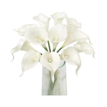 Imagem de Buquê De Flores Artificiais De Lírio Calla Branco 10 Peças Para Casame