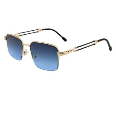 Imagem de Óculos de Sol Quadrado Premium Meio Aro Blogueira Influencer Zanolini Tendencia UV400 Masculino Feminino Unisex - Modelo Vegas 2.0 - Cacife Brand (Azul Degradê)