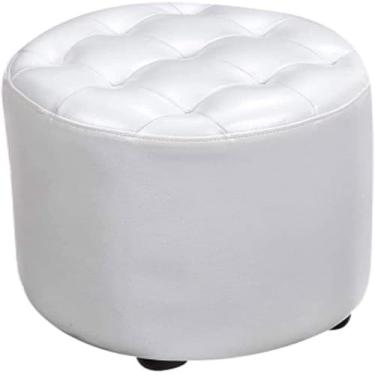 Imagem de Apoio para os pés otomano de couro sintético - banquinho retangular pequeno com assento acolchoado para sala de estar e quarto - couro sintético durável e pernas de madeira de plástico - decoração de