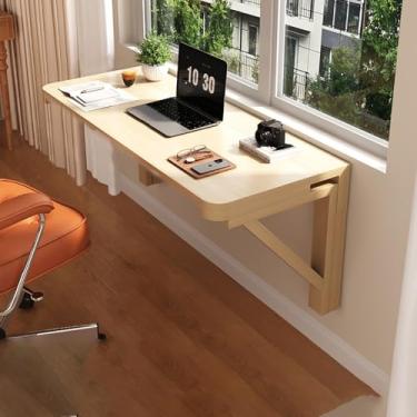 Imagem de Mesa dobrável de madeira montada na parede, pequena bancada dobrável para parede, mesa dobrável de folhas suspensas, mesa de jantar de cozinha, economia de espaço, para cozinha, lavanderia