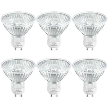 Imagem de Lâmpada de halogêneo GU10 120V 50w lâmpadas de halogêneo, MR16 GU10+C com tampa de vidro para iluminação de pista e embutida, luz de exaustor, lâmpada aquecedor de vela, branco quente 2700K, regulável