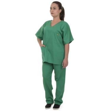 Imagem de Pijama Cirúrgico Oxford Verde Não Amassa Seca Rápido Unissex Artipé - 