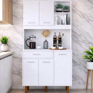 Imagem de Kit Completo para Cozinha Armário Compacto com 5 Portas, 1 Gaveta e Ni