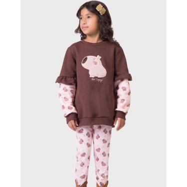 Imagem de Conjunto Moletom Estampa Capivara Com Calça Quentinha Inverno Novo - Menina 4 a 14 anos-Feminino
