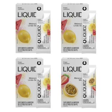 Imagem de LIQUIDZ - Eletrólitos Zero Açúcares - Limão Siciliano | Maracujá - Kit 4 Caixas - 24 sachês-Unissex