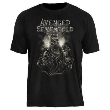 Imagem de Camiseta de Banda Avenged Sevenfold Stamp em Algodão Manga Curta-Unissex