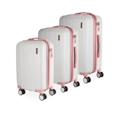 Imagem de Cj. Malas ABS 3 Pecas P/M/G Rodas 360 - AeroMalas Suécia, Branco