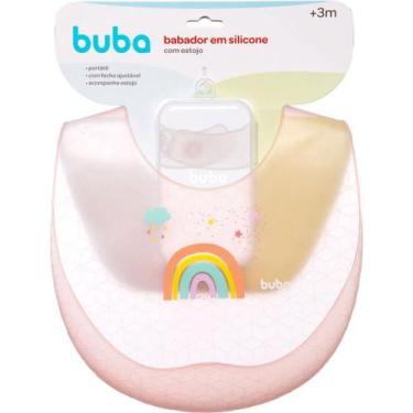Imagem de Babador Em Silicone Com Pega-Migalhas E Estojo Arco-Íris Buba
