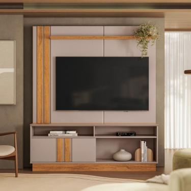 Imagem de Painel De Tv Com Rack De 1 Porta E Nichos Para Sala Canela