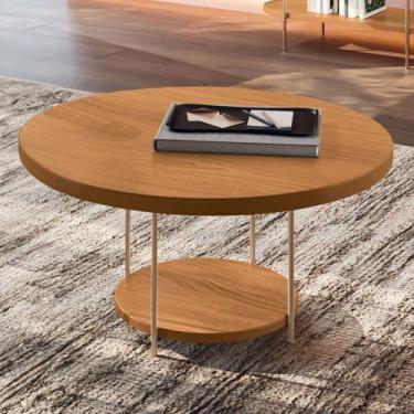 Imagem de Mesa de Centro Para Sala Redonda Tampo MDF Pés Aço Allure B01 Cinamomo