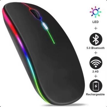 Imagem de Mouse Sem Fio Bluetooth Wireless 2.4Ghz RGB Recarregável Silencioso Co