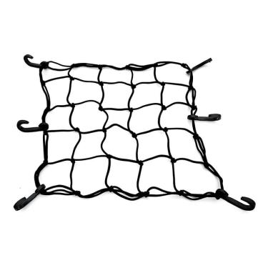 Imagem de Rede Elástica para Motos no Bagageiro Quadrada 40 X 40 cm Preta com 6 Ganchos Compatível