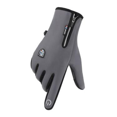 Imagem de Luva para Moto Cinza de Inverno com Touch Screen Cano Longo Palma Antiderrapante para Motociclista OEM