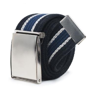 Imagem de Kit 6 Cintos Masculino OEM Gorgorão Largo em Tecido Lona Preto-Listrado com Fivela Catr...