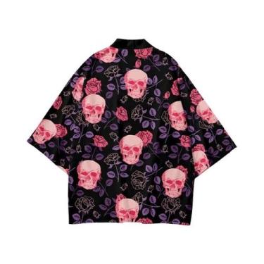Imagem de Yukata Unissex Com Estampa De Sakura, Kimono Japonês Harajuku, Roupa A