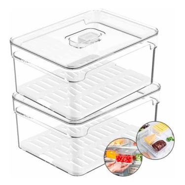 Imagem de Kit 2 Organizador Clear Fresh Geladeira Empilhável 2,2L - Ou
