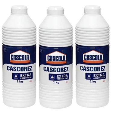 Imagem de Cola Líquida Branca Escolar Extra Forte 1kg 3 Unidades - Cascorez