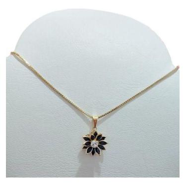 Imagem de Colar Margarida Flor Zirconia Colorido Folhedo A Ouro 18k - De Castro 