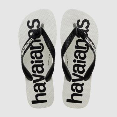 Imagem de Chinelo Havaianas Top LogoMania 2 - Branco/Preto, 39/40, Branco