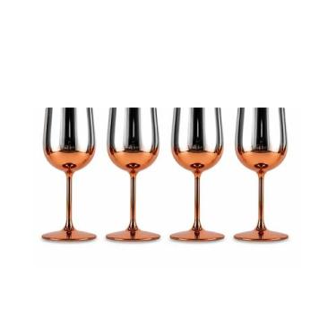 Imagem de KitC/ 4 Taça Gin Metalizada Rose Gold 600ml Elegante Drinks - LS Toys