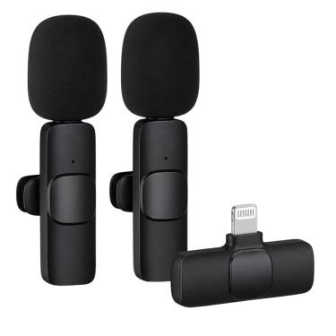 Imagem de Kit Microfone de Lapela sem Fio com Conexão Lightning MDM Som Cristal Hd Duplo Mini Compacto
