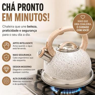 Imagem de Chaleira Com Apito Chaleira de inox Para Café Cha Agua Quente Rapido F