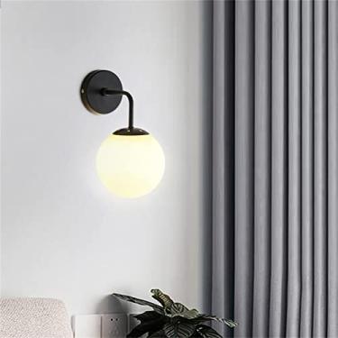 Imagem de Luminária de parede LED com esfera de vidro regulável para ambientes internos, arandela de parede industrial, moderno, vintage, retrô, criativo, vidro, globo E27, luzes de parede, quarto, corredor, sala de estar, iluminação de parede (D)