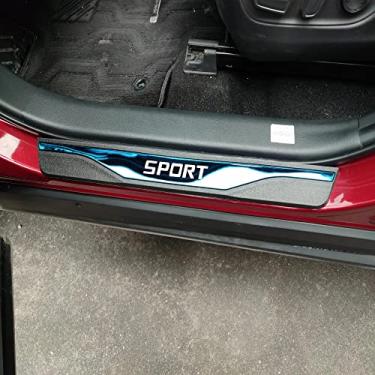 Imagem de GZBFTDH Proteção de Peitoril Soleira da Porta, para Ford Focus Escape Fiesta Carro Acessórios, Aço Inoxidável Kick Plate Guard de Pedal de Limiar Protetor, Peças para Automóveis