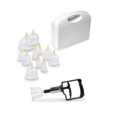 Imagem de Kit 12 Ventosas Acrílico E Aplicador Ventosaterapia Maleta Estek