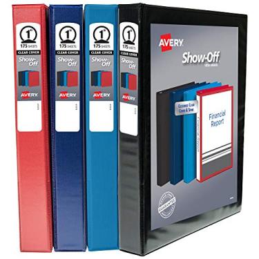 Imagem de AVERY Fichário Show Off View, fichário com 3 anéis de 2,5 cm, cores sortidas, pacote com 4 (12789)