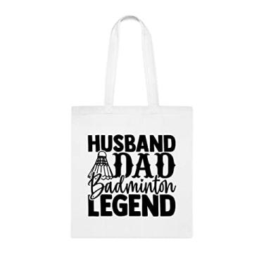 Imagem de Bolsa tote com legenda de badminton Husband Dad para marido presente para pai, bolsa de ombro para marido, bolsas reutilizáveis para papai, presente para