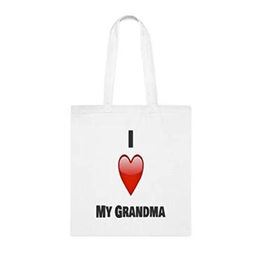 Imagem de Sacola I Love My Grandma (Eu amo minha avó) presente para avós, bolsa de ombro para avós, bolsas reutilizáveis para avós, presente para avó de netos s, Branco