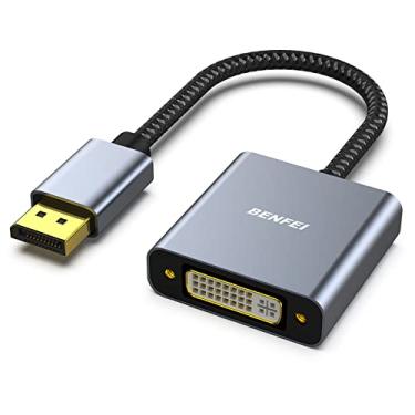 Imagem de BENFEI DisplayPort para DVI, DisplayPort para DVI-D Adaptador de ligação única macho para fêmea compatível com Lenovo Dell HP e mais [Conectores banhados a ouro, revestimento de alumínio e cabo de nylon]