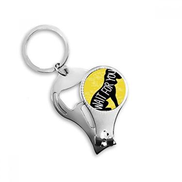 Imagem de Anel de alicate de unha natural para cachorro preto com contorno animal chaveiro abridor de garrafas cortador