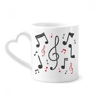 Imagem de Combinação de notação musical caneca de padrão colorido café cerâmica copo de coração de vidro